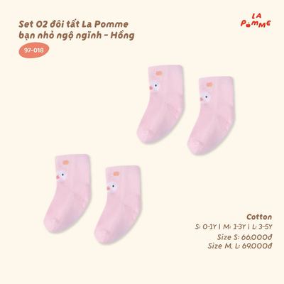 Set 02 đôi tất La Pomme bạn nhỏ ngộ nghĩnh - Sợi Cotton thoáng khí - Bé gái - Size S/M/L
