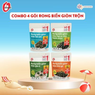 [O’Food] Combo 4 rong biển giòn trộn 4 vị – Ăn liền, trộn cơm, ăn kèm