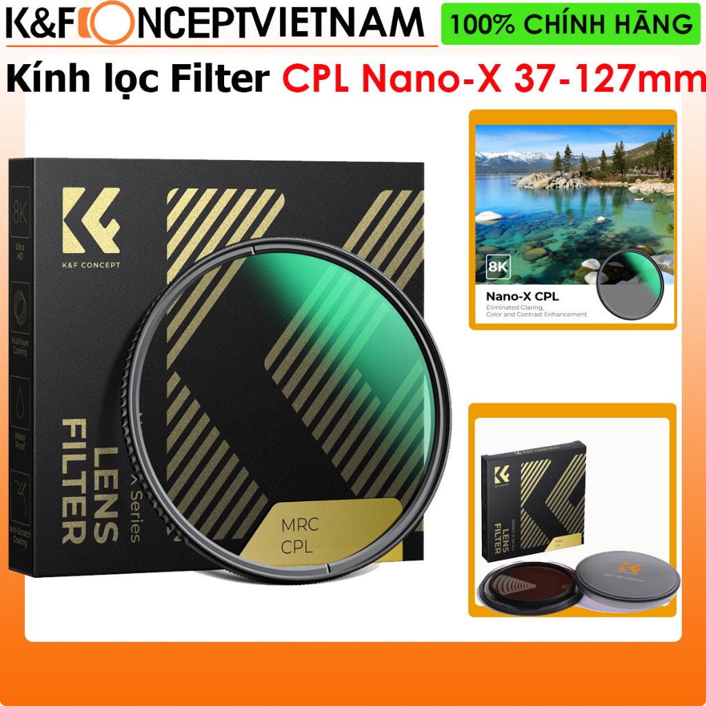 Kính lọc phân cực Filter K&F Concept Nano-X CPL 8K, 37-127mm