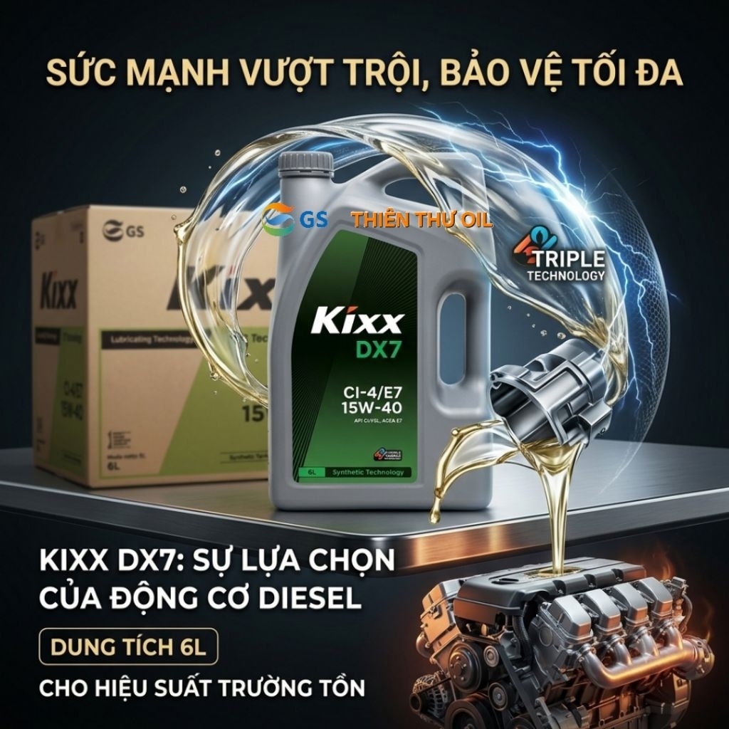 Dầu Nhớt Kixx DX7 CI4 - 15W40 ( Tubor ) Sử Dụng Cho Động Cơ Diesel