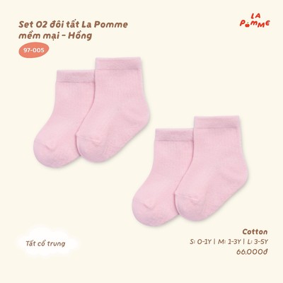 Set 02 đôi tất La Pomme mềm mại - Sợi Cotton mềm mại, thoáng mát – Bé trai/gái