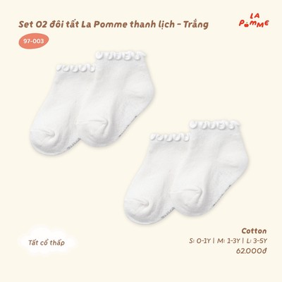 Set 02 đôi tất La Pomme thanh lịch - Sợi Cotton mềm mại, thoáng mát – Bé gái