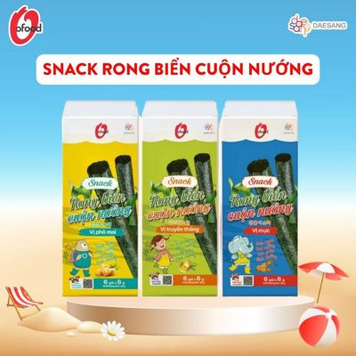 [O'FOOD VN] HỘP 6 GÓI SNACK RONG CUỘN NƯỚNG GIÒN O'FOOD 6G – RONG BIỂN ĂN VẶT GIÒN THƠM, ĂN LIỀN TIỆN LỢI