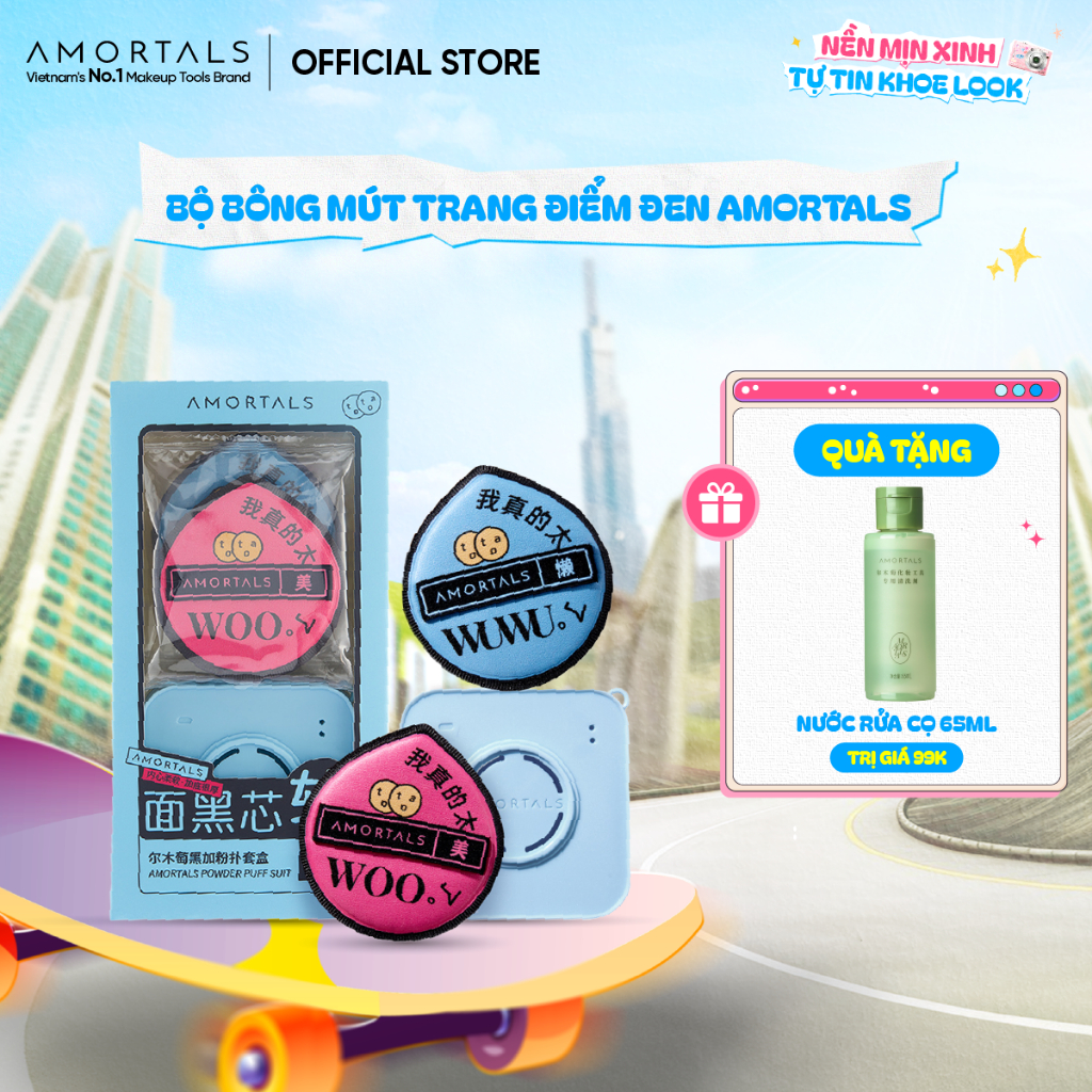 [KOL Exclusive]Bông Mút Trang Điểm Đen Cao Cấp Amortals, Hạn Chế Hút Nền, Mút To Và Dày, Độ Đàn Hồi 