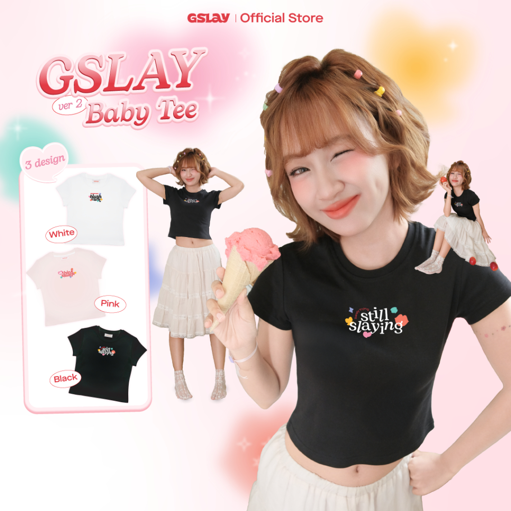 [QUÀ TẶNG] Combo Áo thun ôm body GSLAY SORBET Baby Tee chất thun co giãn thoáng mát và Mút trang điể