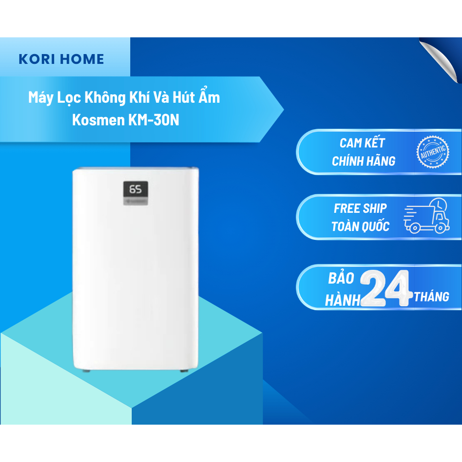 Máy Lọc Không Khí Và Hút Ẩm Kosmen KM-30N, Lọc Chuyên Sâu, Kết Nối Wifi Bằng App - Hàng Chính Hãng