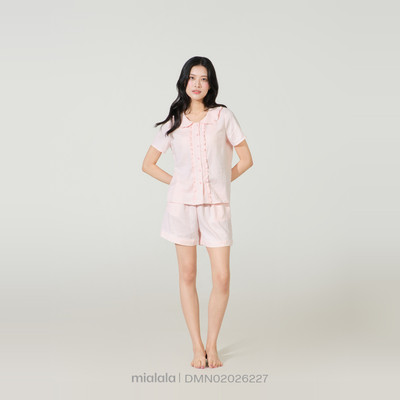 [Võ Hà Linh x Mialala] Bộ Mặc Nhà 6227 Thiết Kế Cổ Sen Ren Bèo Chất Thô Nhăn Mềm Mịn Thoáng Mát