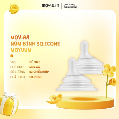 Núm bình Moyuum Natural Fit Mov.aa - Thiết kế độc quyền cho bình Mov.aa - Đủ size - Hộp 2 chiếc