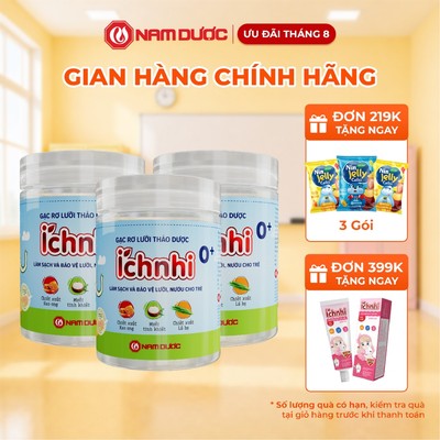 Combo 3 hộp Gạc rơ lưỡi thảo dược Ích Nhi giúp vệ sinh răng miệng, làm sạch và bảo vệ nướu trẻ sơ sinh- Hộp 30 gói