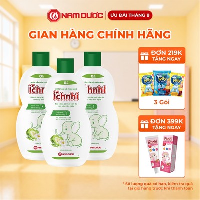 COMBO 3 CHAI Nước tắm gội thảo mộc  Ích Nhi chai 230ml giúp làm sạch da, mát da và dưỡng da trẻ, bảo vệ da trẻ khỏi mụn