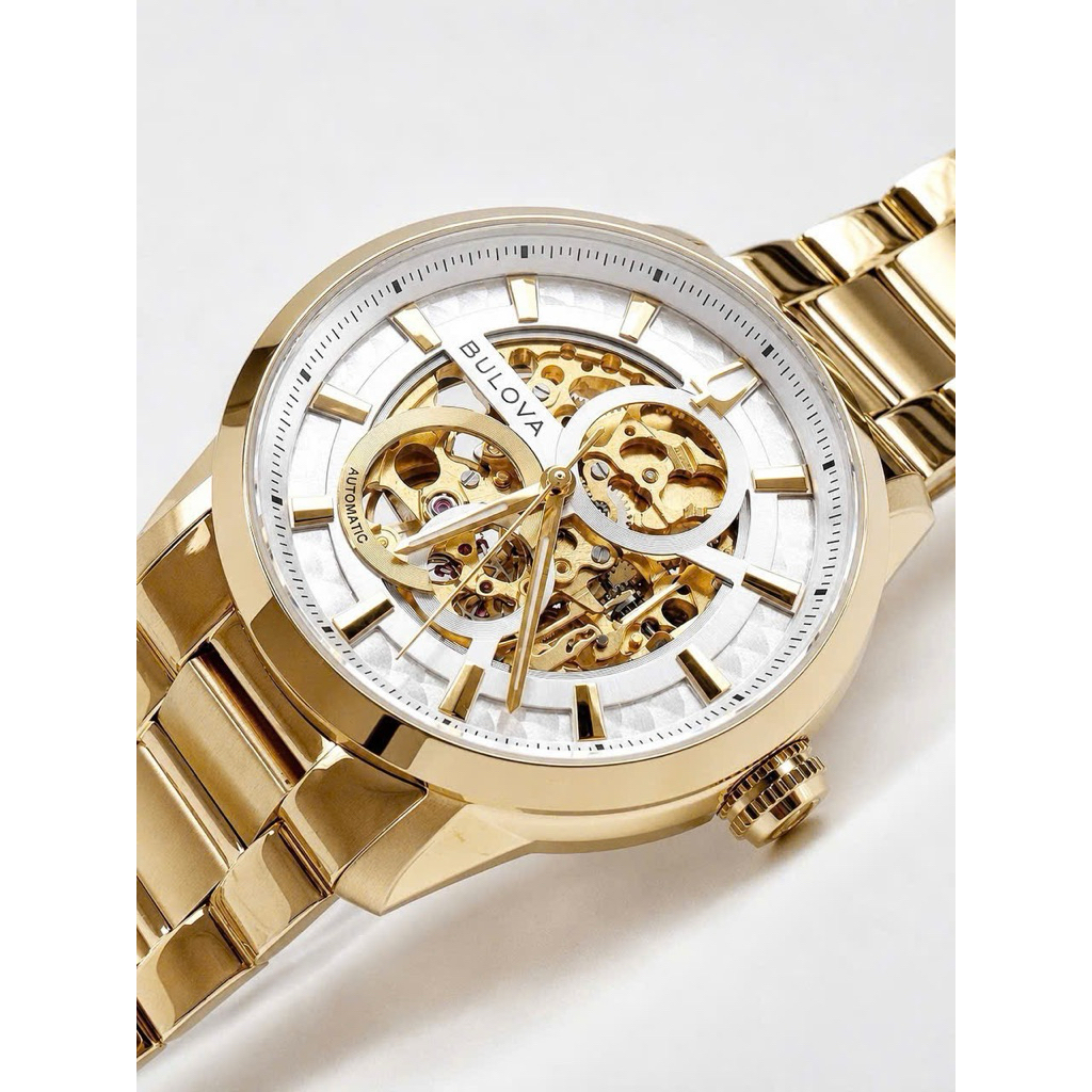 Bulova Skeleton 97A201 43mm Automatic Gold