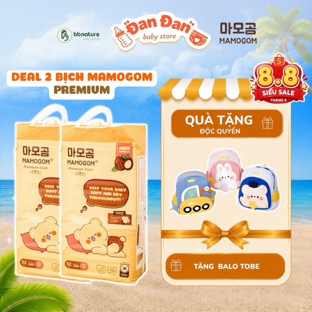 Bỉm Mamogom PREMIUM / Deal mua 2 Bịch bỉm Mamogom tặng Balo Tobe