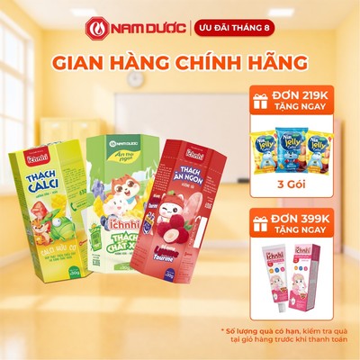[COMBO 2 HỘP, 3 HỘP]  ÍCH NHI THẠCH CALCI, ĂN NGON, CHẤT XƠ, Hộp 21 gói x 30 gr
