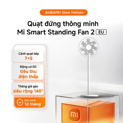 Xiaomi Quạt đứng thông minh Mi Smart Standing Fan 2 EU | Cánh quạt kép | Thông gió góc rộng 140° - BH 1 năm chính hãng