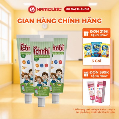 [ Combo 3 Tuýp ] Kem đánh răng thảo dược Ích Nhi hương dưa gang trên 6 tuổi,Tuýp 75g,Giúp làm sạch răng miệng trẻ
