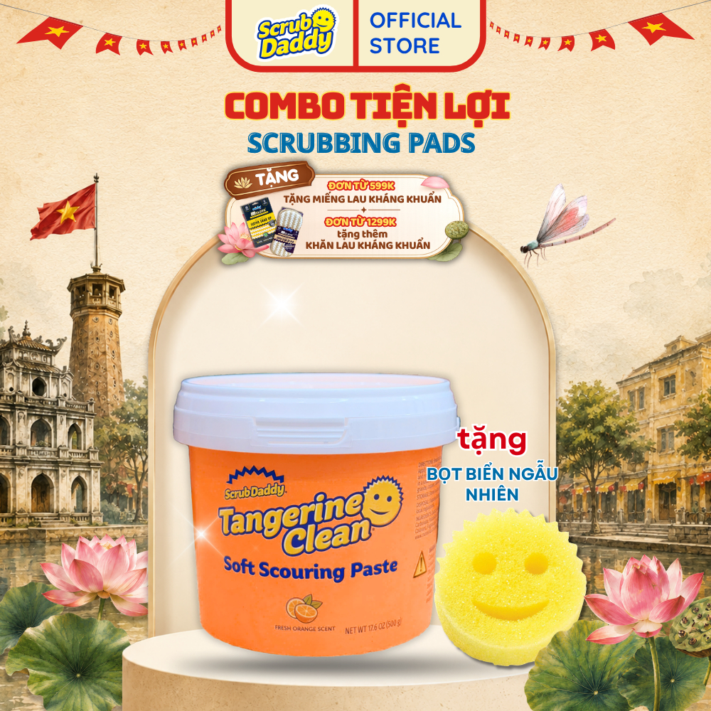 [Mua 1 Tặng 1] Chất tẩy dạng bột nhão Tangerine Clean - Scrub Daddy rửa sạch mọi vết bẩn