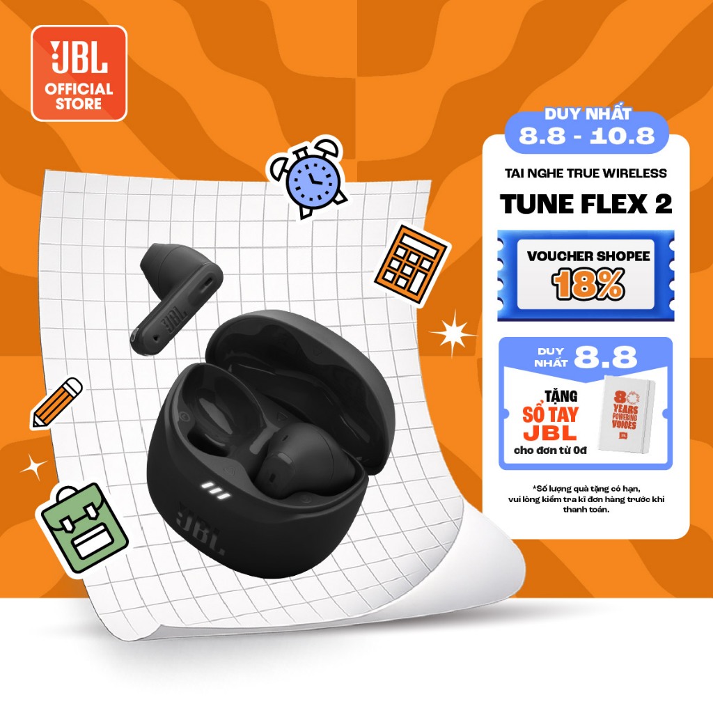 [ĐỘC QUYỀN] Tai nghe Earbuds JBL TUNE FLEX 2 Chống Ồn Chủ Động Chơi Nhạc tới 48h