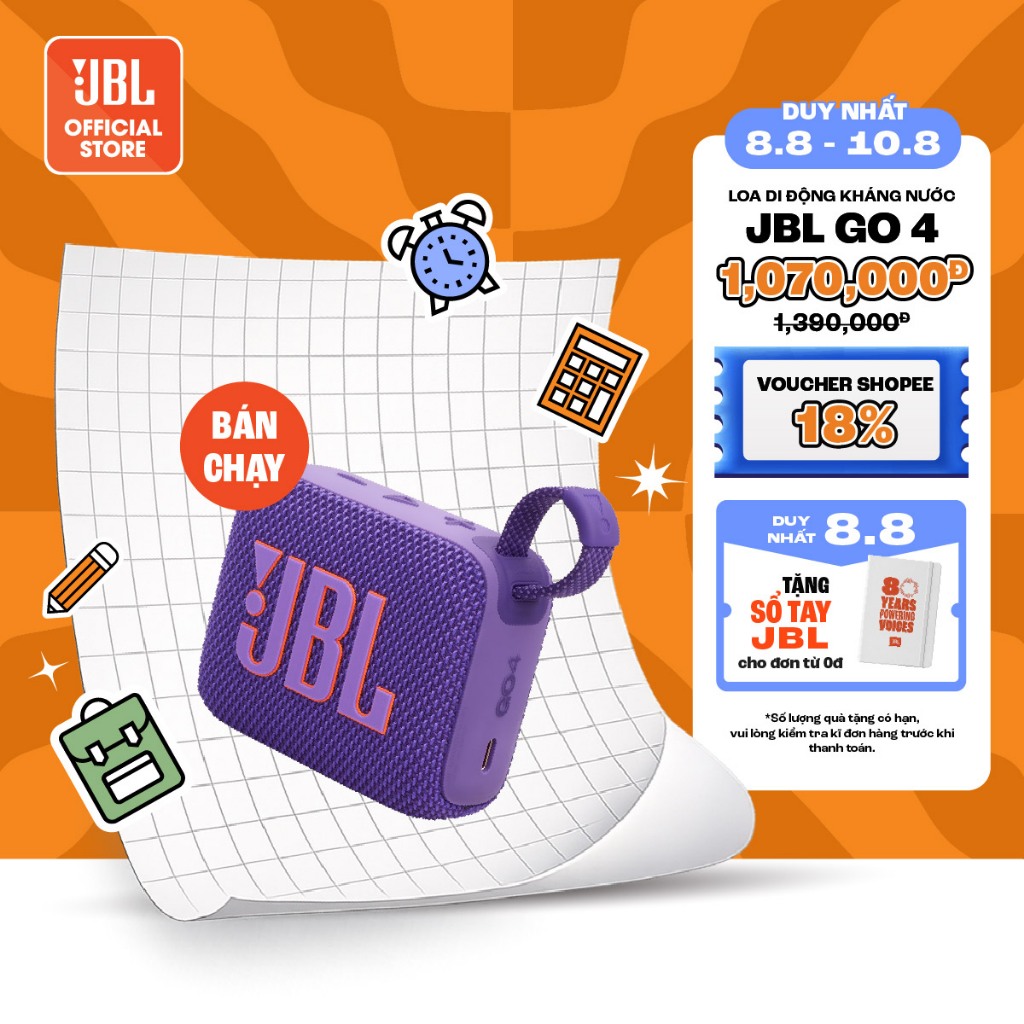 [ĐỘC QUYỀN ONLINE] Loa Di Động Bluetooth JBL Go 4 Công Suất 4.2W Chơi Nhạc tới 7 Giờ