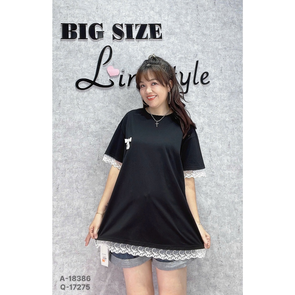 SALE-- 70-90kg- Áo thun tay Ren BIGSIZE QC OVS OverSize- 18386