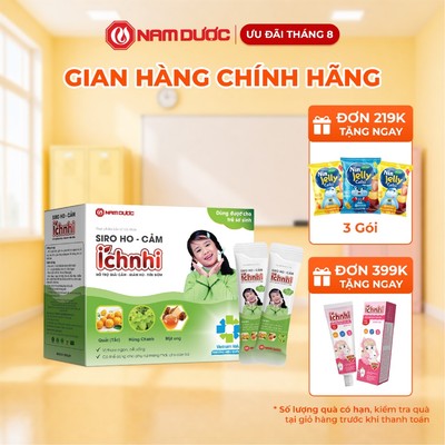 Siro Ho Cảm Ích Nhi(Gói) Nam Dược–TPBVSK Hỗ Trợ Hỗ Trợ Giải Cảm,Giảm Ho,Đờm,Sổ Mũi Cho Bé–30 Góix5ml