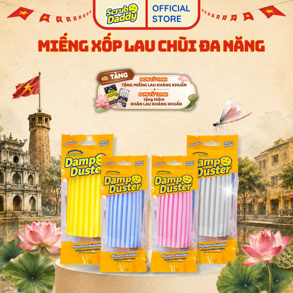 Miếng bọt biển lau bụi mọi ngóc ngách Damp Duster, miếng xốp lau chùi đa năng