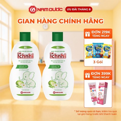 COMBO 2 CHAI Nước tắm gội thảo mộc  Ích Nhi chai 230ml giúp làm sạch da, mát da và dưỡng da trẻ, bảo vệ da trẻ khỏi mụn