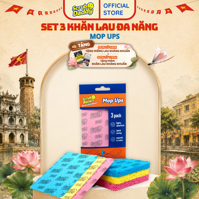 Miếng Lau Thấm Hút Scrub Daddy Basics Mop Ups – Siêu Thấm Nước, Lau Nhanh Khô, Dùng Nhiều Lần