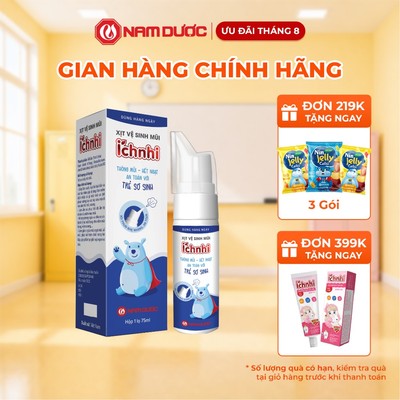 Xịt Vệ Sinh Mũi Ích Nhi Cho Bé Nam Dược - Giúp Làm Sạch, Loại Bỏ Bụi Bẩn Và Tác Nhân Gây Dị Ứng - Lọ 75ml