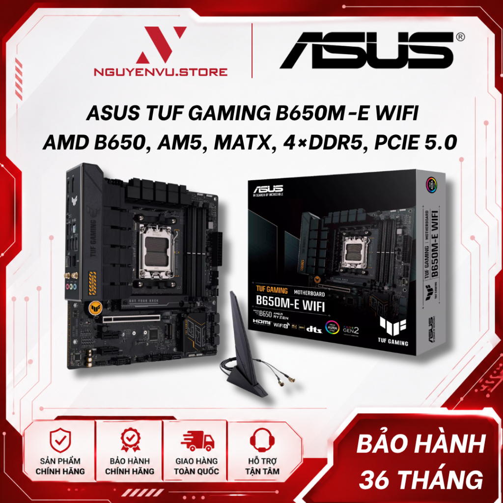 Mainboard ASUS TUF GAMING B650M-E WIFI, B650M-E, B650EM-E Wifi (AMD B650, AM5, mATX, 4×DDR5, PCIE 5.