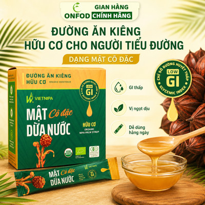 Đường ăn kiêng hữu cơ mật dừa nước cô đặc VIETNIPA ONFOD cho người tiểu đường eat clean
