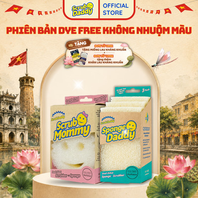[Phiên bản Dye Free] Miếng rửa bọt biển Scrub Daddy không nhuộm màu - Hai mặt làm sạch đa năng