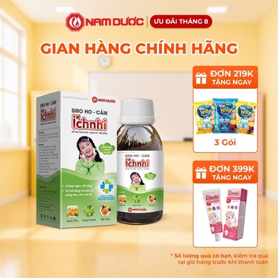 Siro Ho Cảm Ích Nhi Nam Dược – TPBVSK Hỗ Trợ Giải Cảm, Giảm Ho, Đờm, Sổ Mũi Cho Bé – Lọ 90ml
