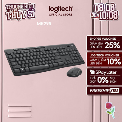 Combo Bàn phím và chuột không dây Logitech MK295 Silent - Giảm ồn, có phím số, bền bỉ