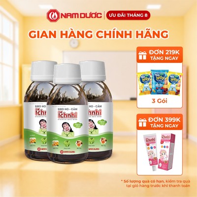 Combo 3 chai Siro Ho Cảm Ích Nhi Nam Dược–TPBVSK Hỗ Trợ Giải Cảm, Giảm Ho, Đờm,Sổ Mũi Cho Bé–Lọ 90ml
