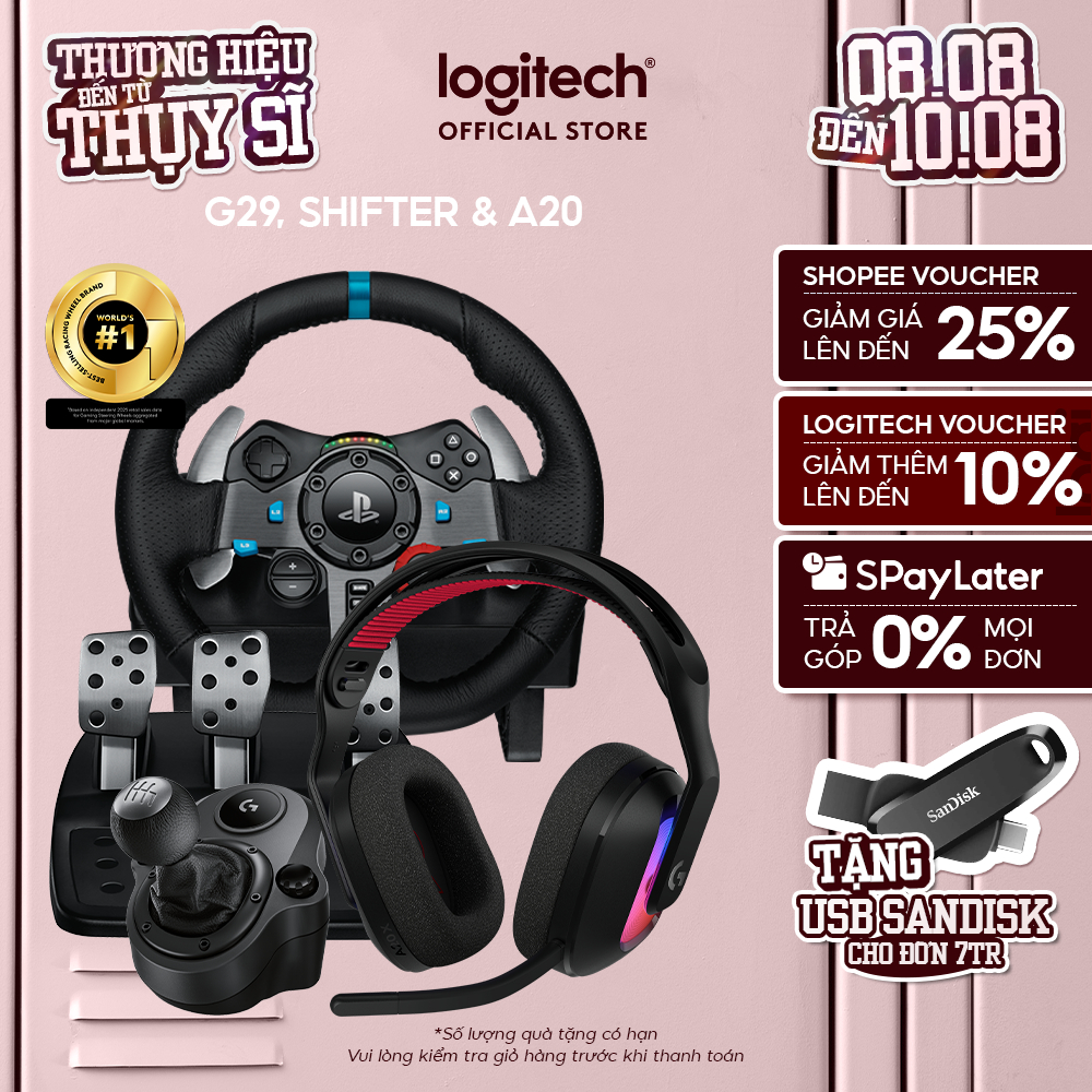 Combo Vô Lăng Logitech G29 Driving Force, Cần số Logitech SHIFTER và tai nghe Logitech Astro A20