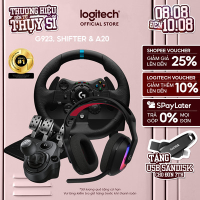 Combo Vô lăng Logitech G923, Cần Số Logitech Shifter và Tai nghe Astro A20 - Phản hồi lực TRUEFORCE 1000Hz