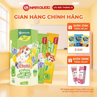 ÍCH NHI THẠCH CHẤT XƠ HƯƠNG XOÀI, VIỆT QUẤT Hộp 21 túi x 30 gr bổ sung chất xơ hòa tan Orafti P95
