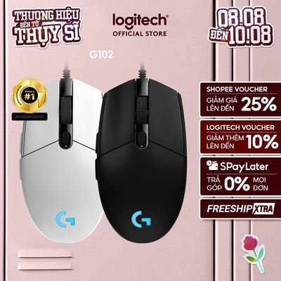 Chuột gaming có dây Logitech G102 Lightsync - Tùy chỉnh RGB, 6 nút lập trình, nhẹ