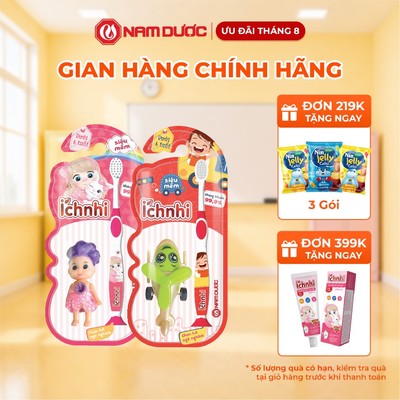 Bàn chải đánh răng cao cấp Ích Nhi cho trẻ em dưới 6 tuổi kèm đồ chơi cho bé