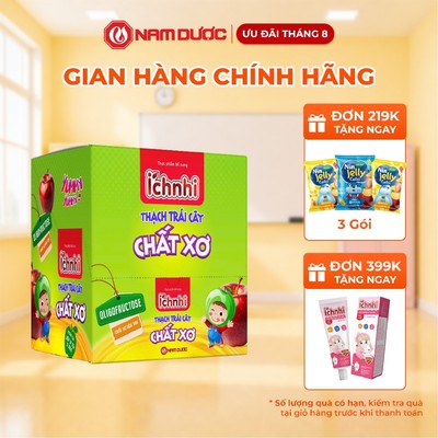 ÍCH NHI THẠCH  TRÁI CÂY CHẤT XƠ HƯƠNG TÁO, Hộp 12 túi x 100ml, bổ sung chất xơ hòa tan Orafti P95