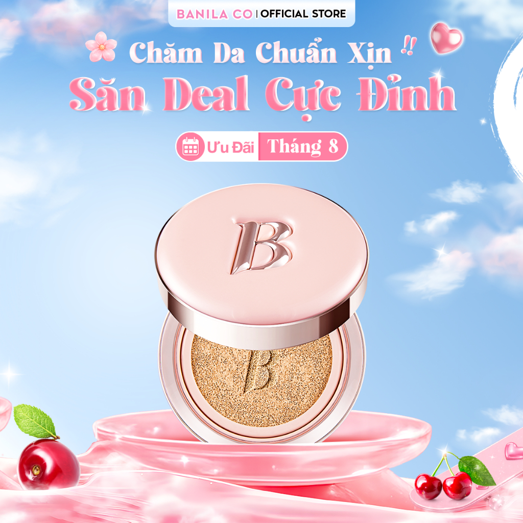 Phấn Nước Mỏng Mịn Trong Trẻo  Banila Co Essence Skin Pink Cushion SPF50+ Pa+++ Cho Lớp Nền Căng Bón