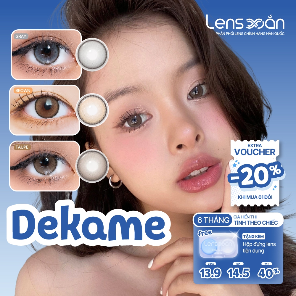 Kính áp tròng cận 6 tháng LENS XOẮN lens giãn tròng có viền trong veo sáng to mắt 14.5 Hàn Quốc ISHA