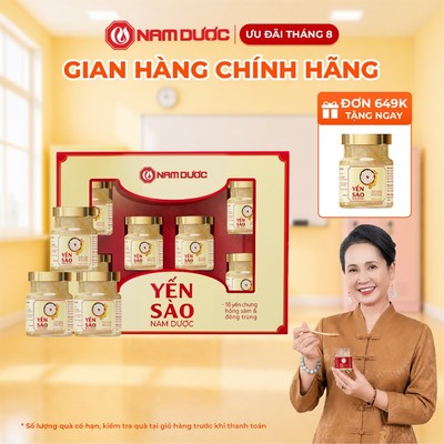 [SET QUÀ TẶNG] Set 6 lọ x 70ml Yến sào Nam Dược tổ yến chưng hồng sâm và đông trùng, có túi xách kèm theo