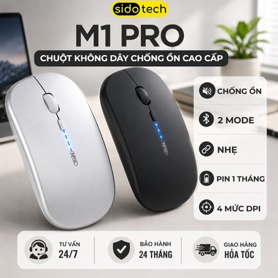 Chuột không dây bluetooth sạc pin SIDOTECH INPHIC M1-PRO không tiếng ồn slient tắt âm macbook laptop máy tính