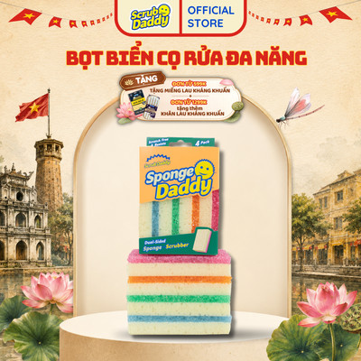 Miếng rửa bọt biển Sponge Daddy - hai mặt lau chùi, làm sạch đa năng