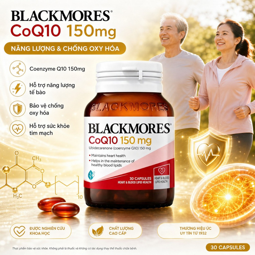 Blackmores CoQ10 150mg 30 Capsules Coenzyme Q10 Chính Hãng Úc