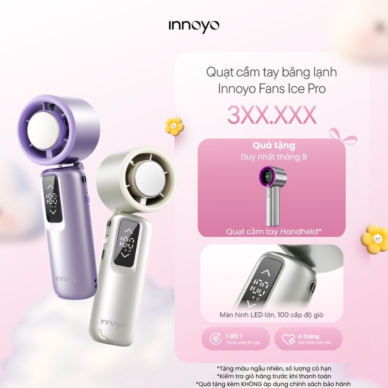 [TẶNG QUẠT HANDHELD] Quạt cầm tay gấp gọn Innoyo Fans Ice Pro - Màn hình lớn, 100 cấp độ gió, sò lạn