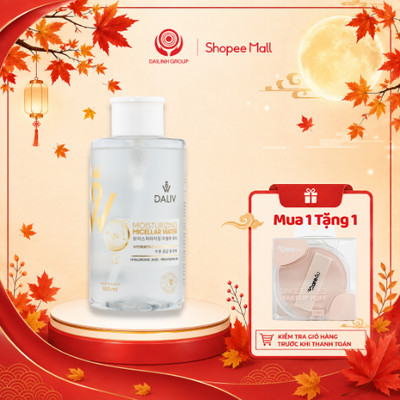 Nước Tẩy Trang Hàn Quốc Daliv Micellar 500ml – Tinh Chất B5 Dưỡng Ẩm, Làm Sạch Dịu Nhẹ, Tặng Bông mút trang điểm