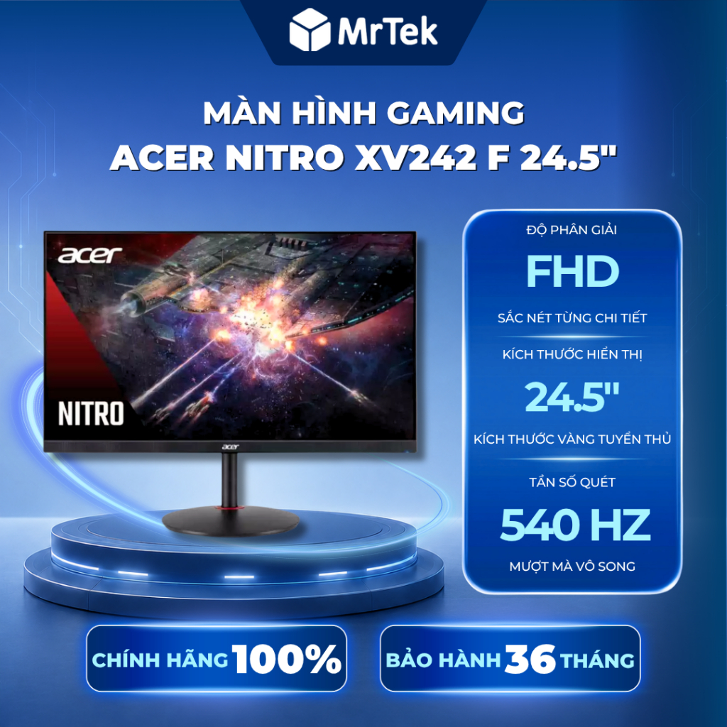 Màn Hình Gaming Acer Nitro XV242 F 24.5 Inch FHD 540Hz 0.1ms Chuyên Nghiệp