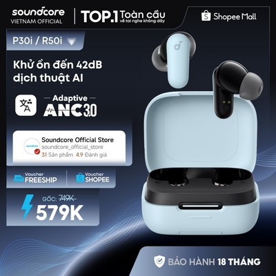 Tai nghe bluetooth soundcore R50i NC | Chống ồn ANC | Chống nước và bụi IP54 |40 giờ|Tích hợp phiên dịch